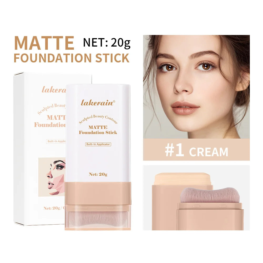 Skin Tint Foundation Stick with Brush Multi Use Matte Waterproof Long Lasting Oil Control Thin Coverage for Blemishes Concealer Oasis Select 1Cream