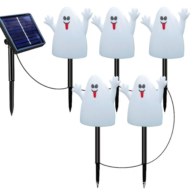 Halloween Solar Pumpkin Ground Plug Light Outdoor One-to-five Ghost Light LED Waterproof Atmosphere Garden Decoration Oasis Select Ghost