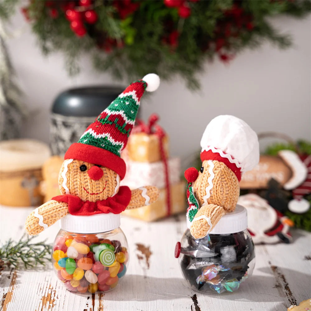 Christmas Candy Gift Box Cookies Snack Transparent Storage Jar Gingerbread Man Food Container Kids New Year Decoration Bottle Oasis Select