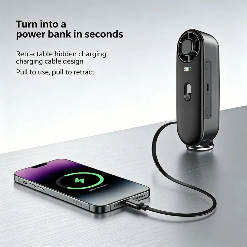 Portable Ice Cooling Fan 100 Speed 10000mAh Power Bank With Flashlight Aluminum Body Handheld Fan For Camping Commute Office Oasis Select