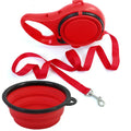 3 In 1 Retractable Dog Leash With Water Bottle Bowl Portable Automatic Lead For Puppy Medium Pet Outdoor Walking Supplies Oasis Select Red