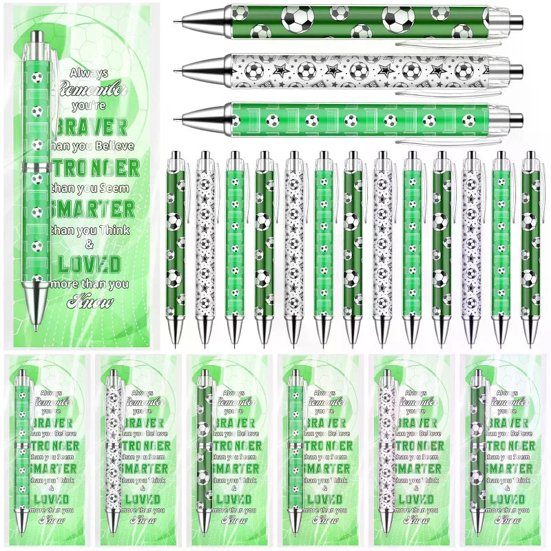 24 Sets Football Pens Party Favours Supplies Football Stationery Ballpoint Pens and Cards for Boys Girls Team Adults Oasis Select