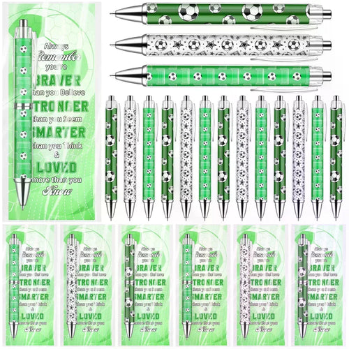 24 Sets Football Pens Party Favours Supplies Football Stationery Ballpoint Pens and Cards for Boys Girls Team Adults Oasis Select