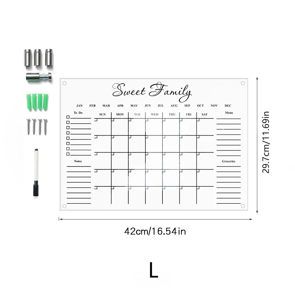 Acrylic UV printed calendar table study wall weekly plan can be erased itinerary Oasis Select TYU041-L