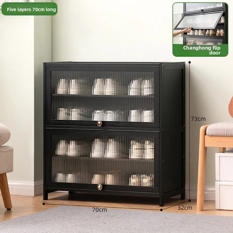 Shoe cabinet storage rack household modern door large capacity simple space saving ultra-thin solid wood Oasis Select Five layers of 70