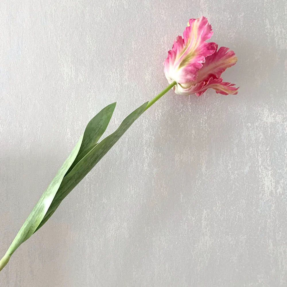 Luxury 3D Parrot Tulip branch 1PC Real Touch Artificial Flowers for Wedding Fake Tulips Bridal DIY Bouquet Living Room Ornaments Oasis Select Pink
