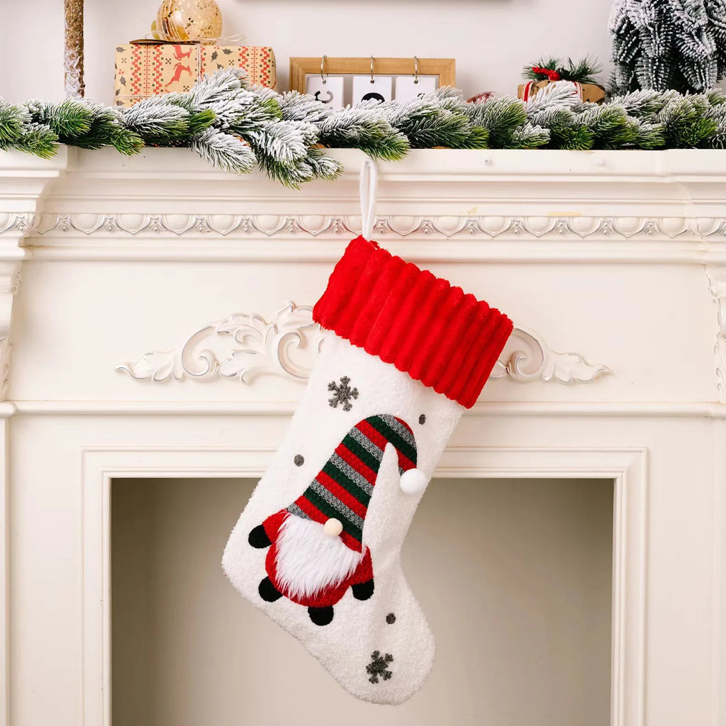 New Christmas decorations Rudolph Christmas socks No face doll gift bag cartoon Christmas socks Oasis Select White 23x45cm