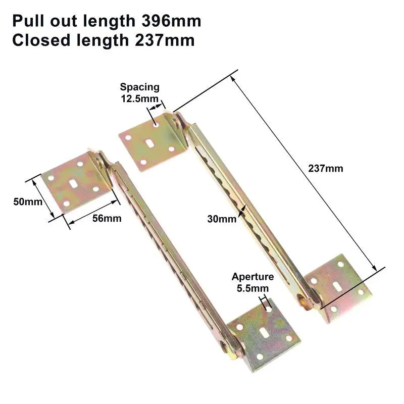 10-Gear Adjustable Angle Hinge Lifting Rod with Bracket – 1 Pair