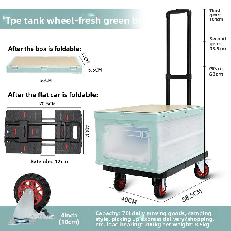 Multi-functional Baoyu, outdoor camper, family truck shopping cart with brake wheel folding trolley trailer Oasis Select Green-BY03-BT
