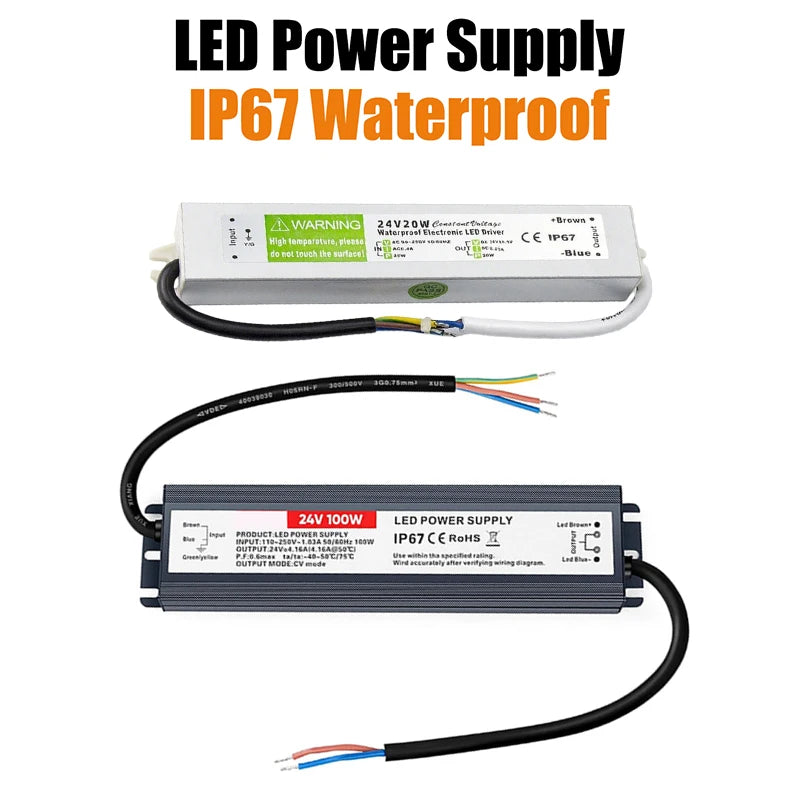 Power Supply AC 220V TO DC 12V 24V Waterproof LED Power Supply IP67 LED Driver 12 24 V For LED Strip Light Oasis Select 24V 80W