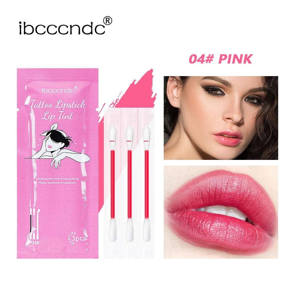 New Cotton Swab Lip Gloss Tattoo Lipstick Velvety Waterproof Matte Lip Gloss Portable Lip gloss Women Use Of Vacation Tourism Oasis Select 04 pink