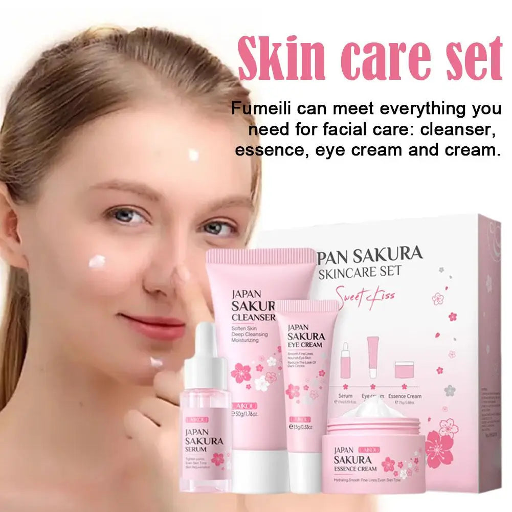 Facial Skin Care Set Skin Cleaning Sakura Skincare Set For Women Girls With Cleanser Toner Face Serum Cream Eye Cream Oasis Select