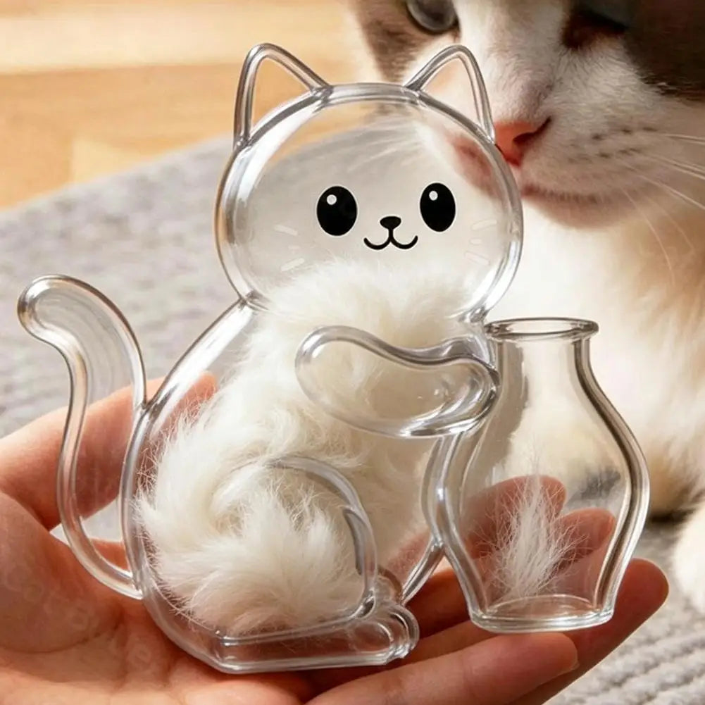 Pet Hair Collector Refrigerator Magnet Cat Whisker Storage Box Transparent Keepsake Souvenir Home Decor Supplies Oasis Select