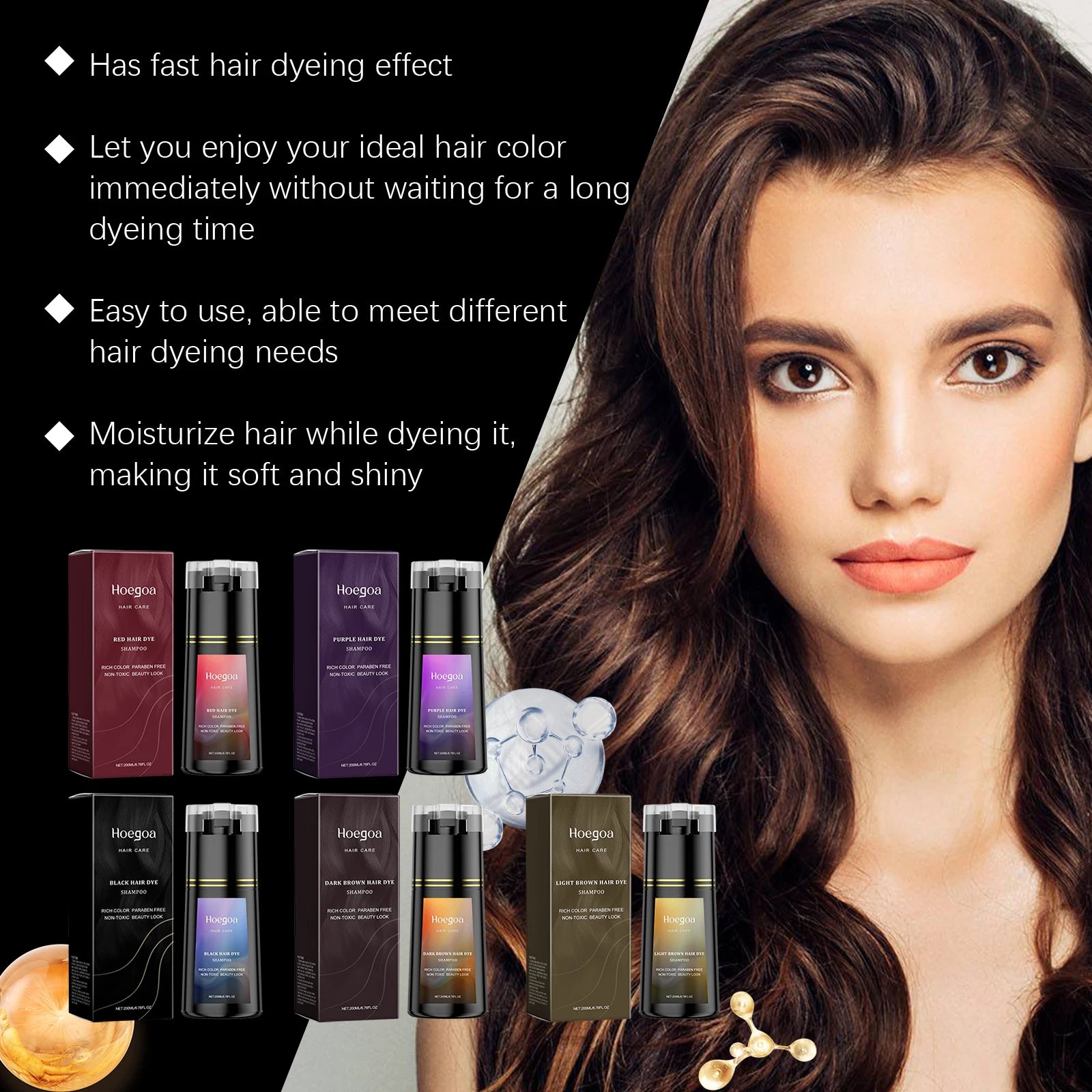Black Hair Dye Shampoo Rapid Hair Dyeing Repair Dry Reduce Breakage Split Ends Oil Control Nourishing Hair Root Coloring Shampoo Oasis Select