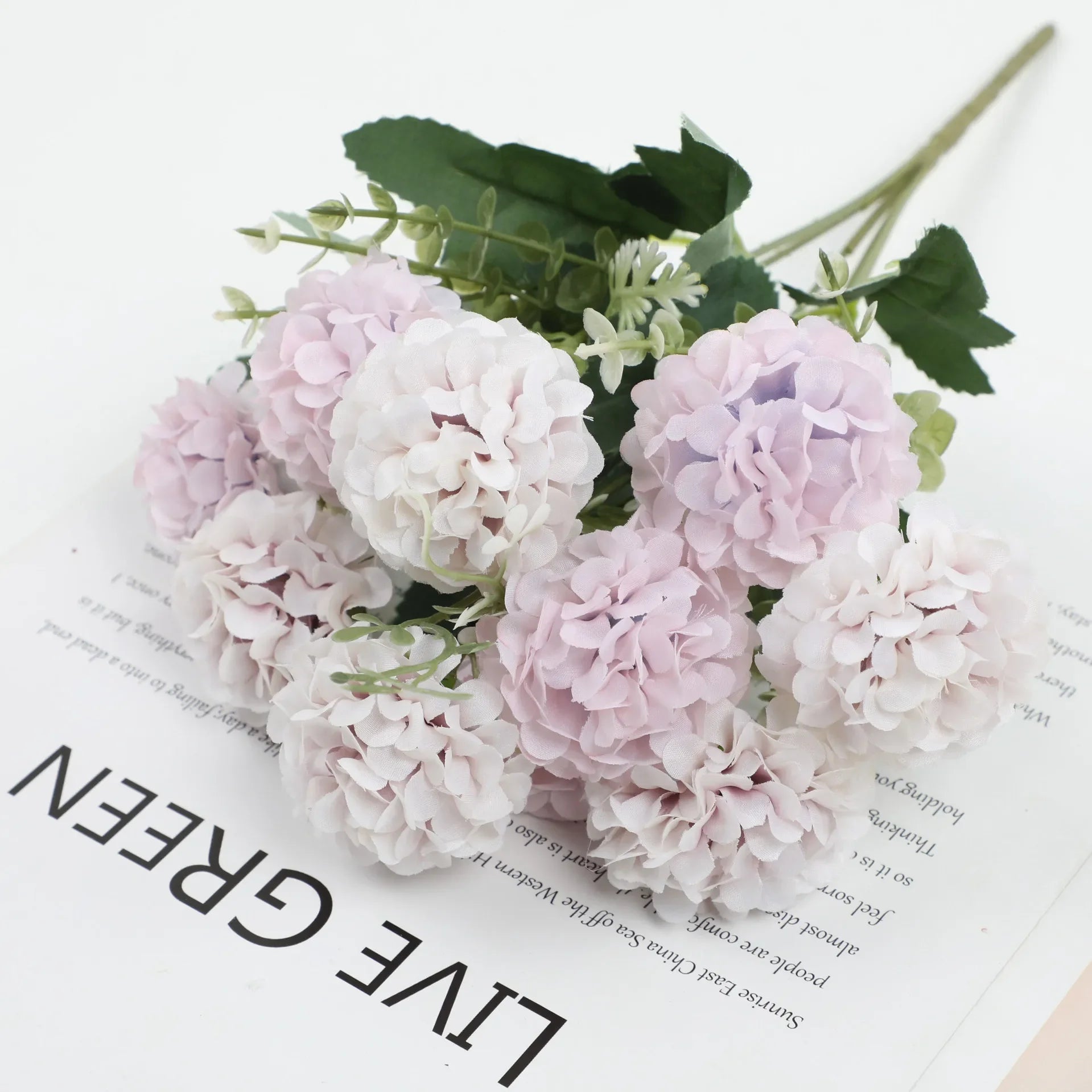 Silk Peony Hydrangea Artificial Flowers for Wedding Bouquet Home Decoration Fake Rose Plants Table Centerpiece Accessory Oasis Select D6