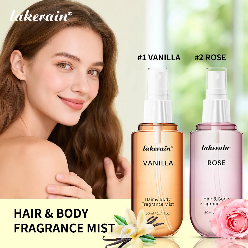 2 Pcs Vanilla Rose Fragrance Spray Hair & Body Fragrance Mist Fresh Long Lasting Fragrance Perfume Travel Size Freshener Spray Oasis Select