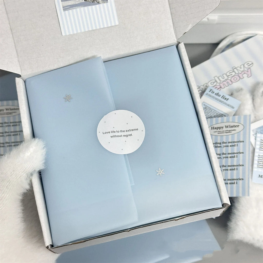 5Pcs High Beauty Ins Blue Matte Korean Su Paper Packaging Exquisite Large Waterproof Film Flower Gift Packaging Paper Oasis Select