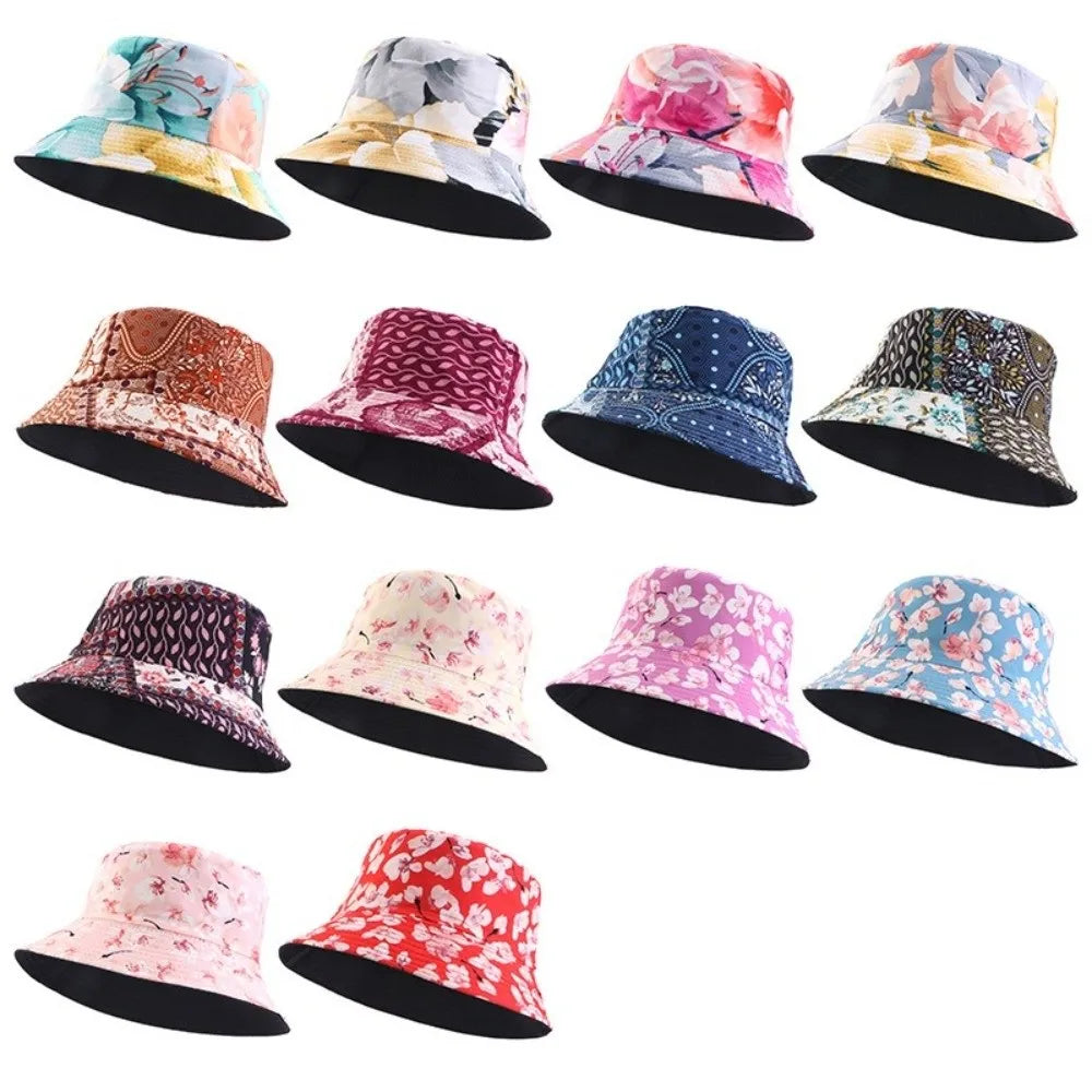 Unisex Design Reversible Brushed Printed Hat Bucket Style Printed Bucket Hat Beach Sun Protect Hat Outdoor Travel Oasis Select