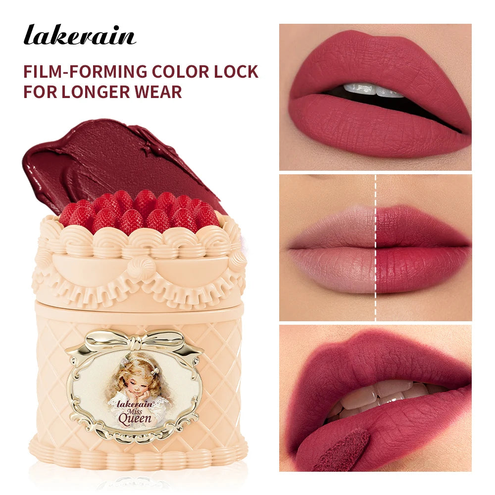 Miss Queen Strawberry Lip Clay High-coverage Matte Finish Long Lasting Color Anti-smudge Delicate Gentle Moisturizing Lipstick Oasis Select