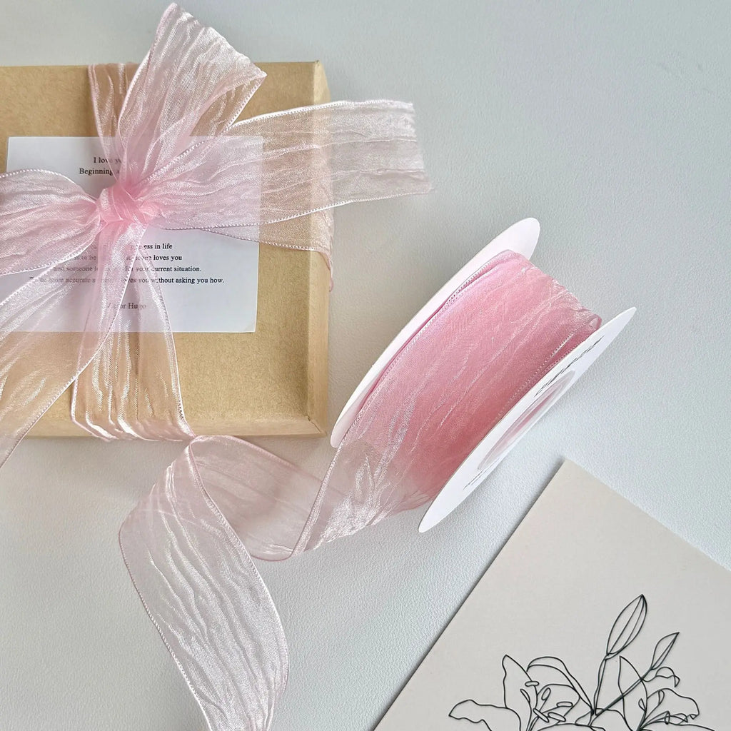 Double-sided Snow Gauze With Wavy Edges Ruffled Snow Gauze For DIY Handmade Gift Boxes, Flower Packaging Headwear Oasis Select 4cm10Yards--1