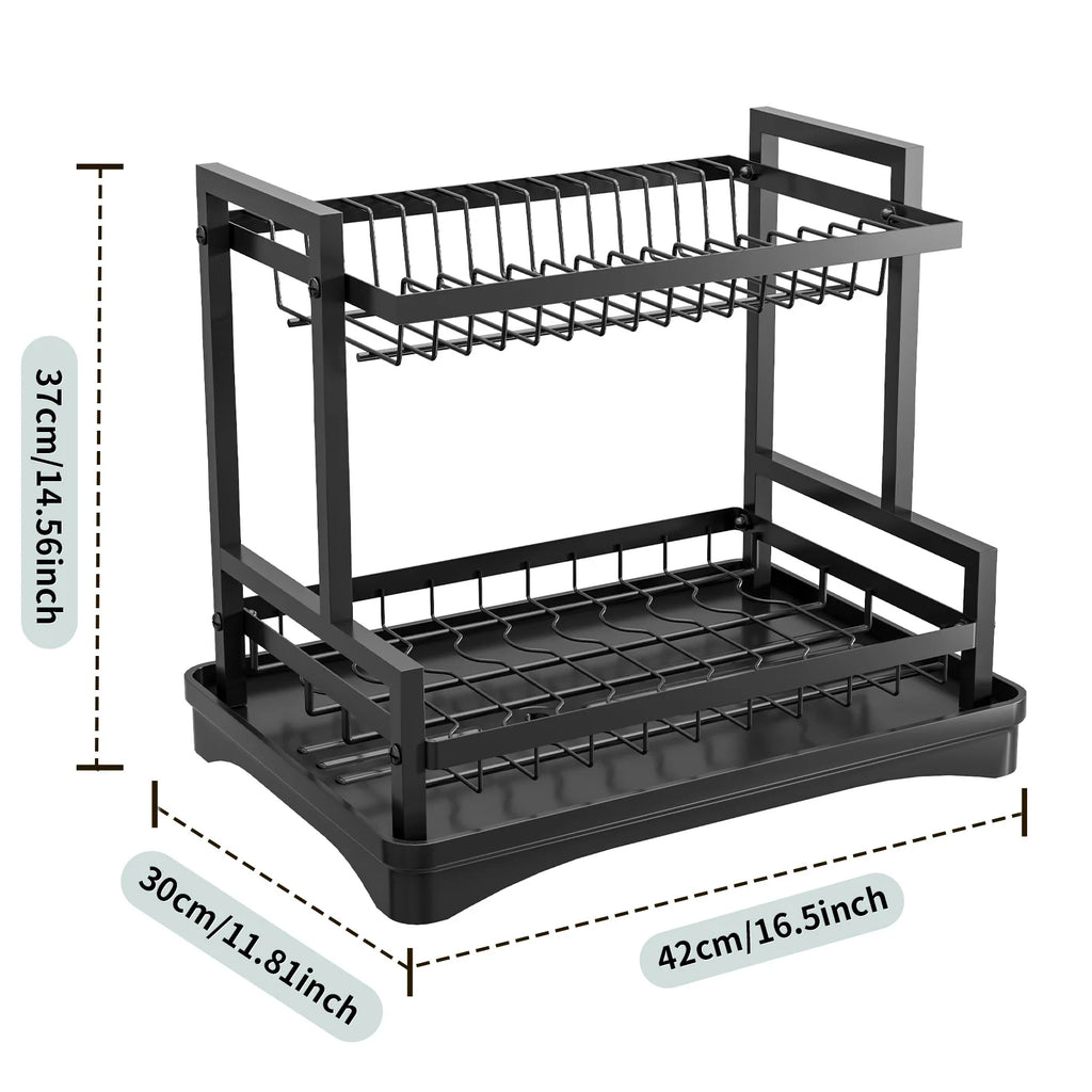 Kitchen Sink Countertop Drain Bowl Rack Drain Basket Rack Cupboard Knife Fork Tableware Dish Storage Rack Oasis Select Black main rack