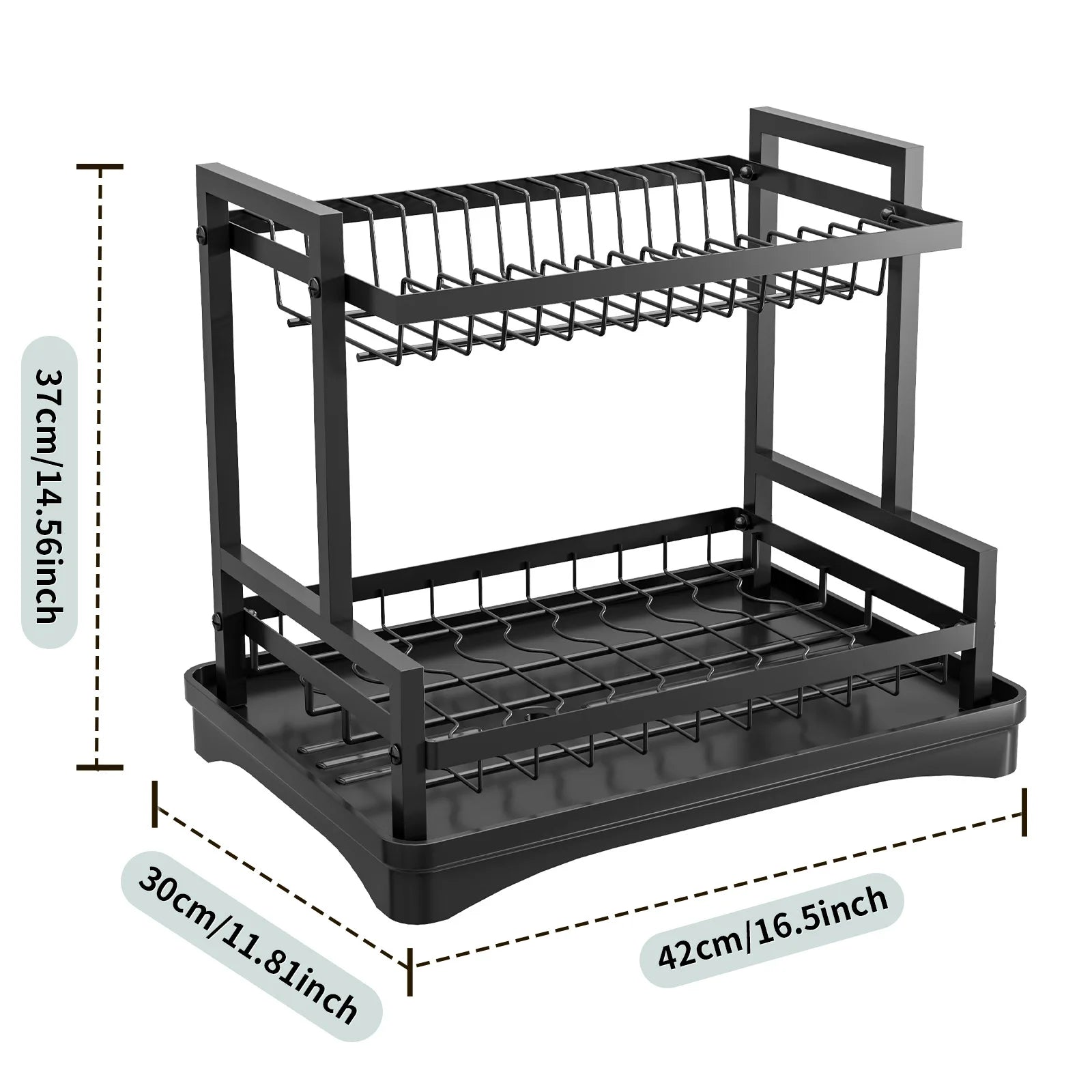 Kitchen Sink Countertop Drain Bowl Rack Drain Basket Rack Cupboard Knife Fork Tableware Dish Storage Rack Oasis Select Black main rack