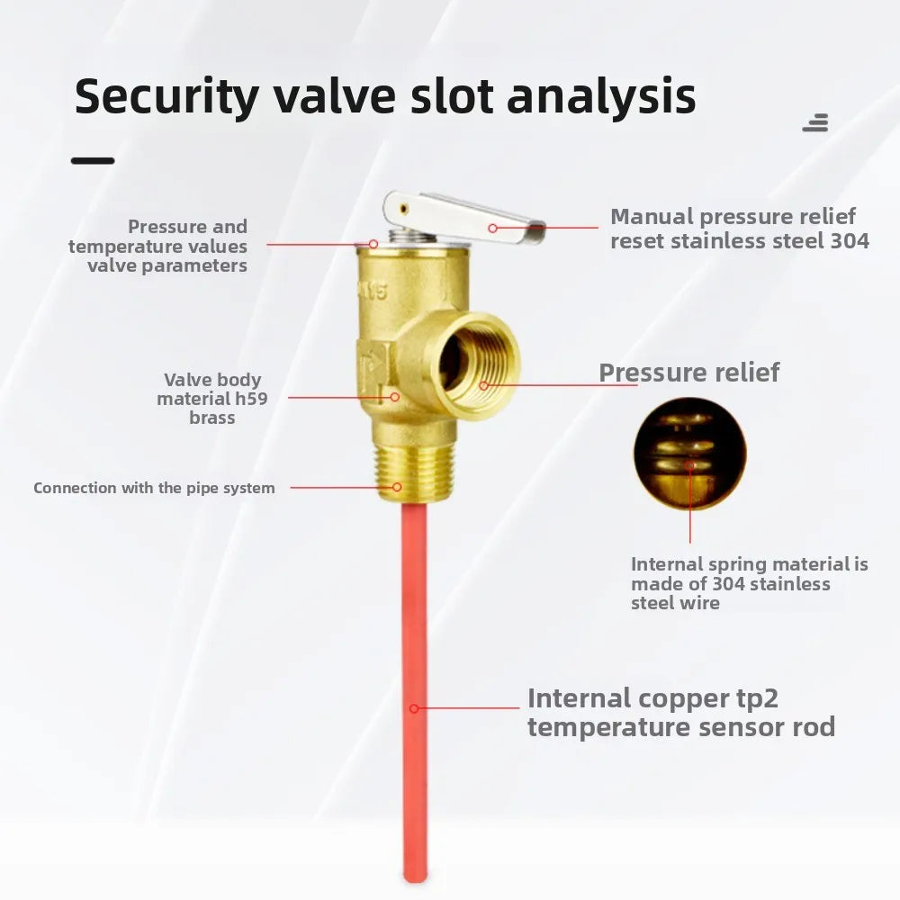 Durable Brass Safety Valve, Adjustable Pressure Relief Valve, Protects Against Overpressure In Closed Water Systems Oasis Select