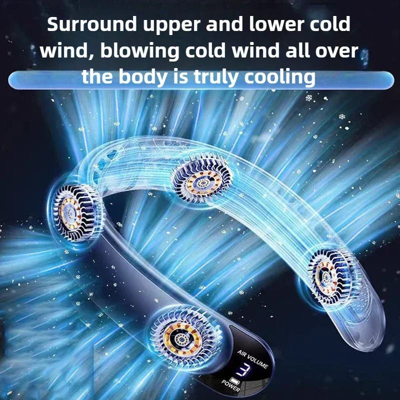 URGGU 4000mAh Portable Neck Fan – 3-Speed USB Rechargeable