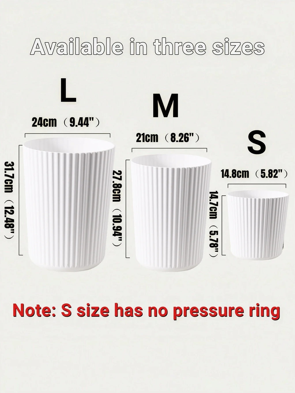 1pc Simple Striped Trash Can, Paper Basket Bin For Bedroom, Living Room, Bathroom, Waste Management Container Oasis Select WHITE S
