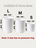 1pc Simple Striped Trash Can, Paper Basket Bin For Bedroom, Living Room, Bathroom, Waste Management Container Oasis Select WHITE S
