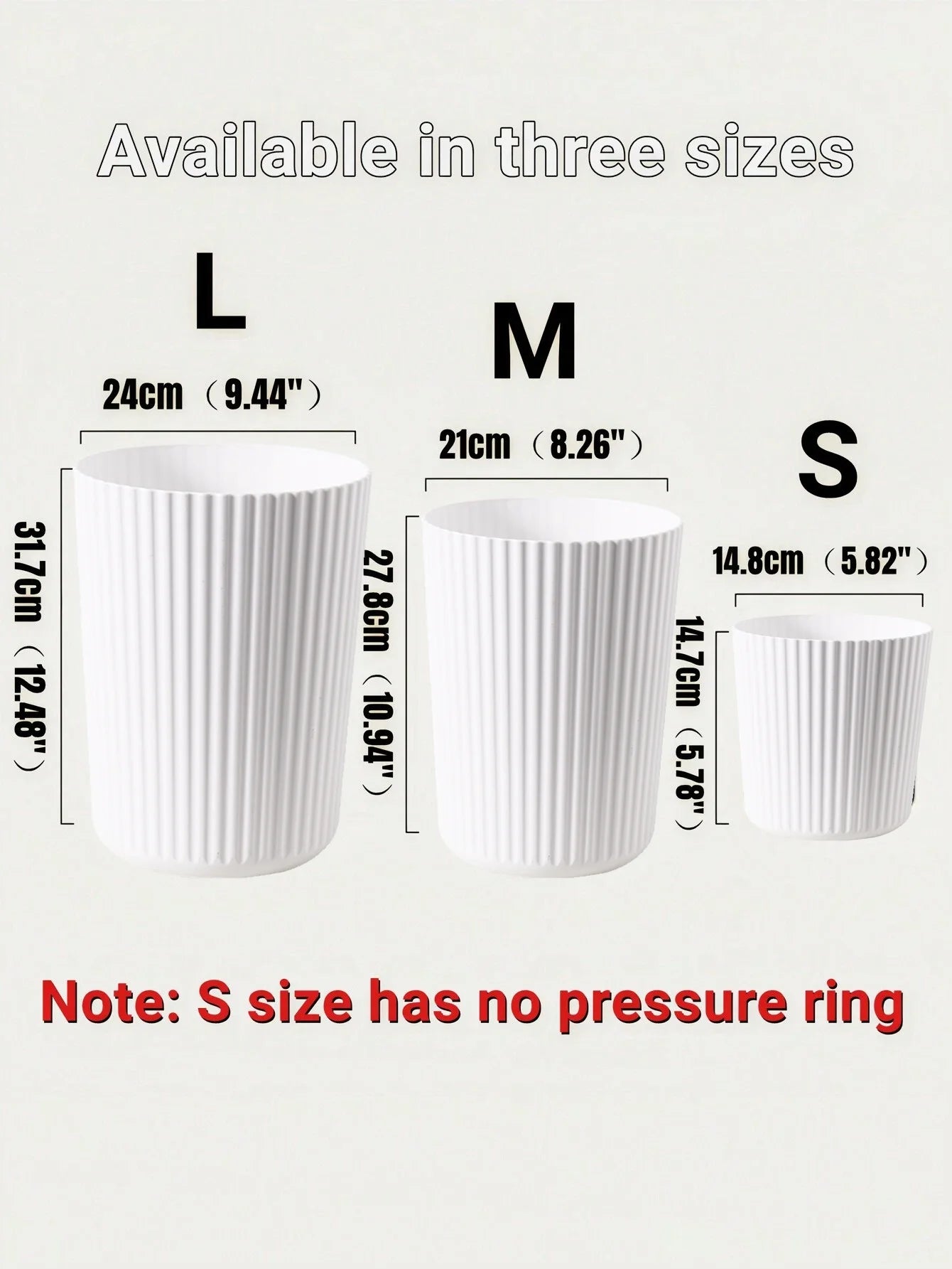 1pc Simple Striped Trash Can, Paper Basket Bin For Bedroom, Living Room, Bathroom, Waste Management Container Oasis Select WHITE S
