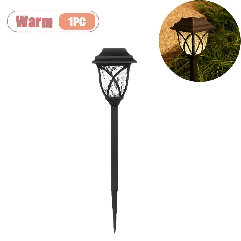 1-8PCS Solar Powered Outdoor Garden Lights Waterproof LED Stake Lamps for Automatic Yard Pathway and Lawn Lighting Oasis Select Warm-1PC