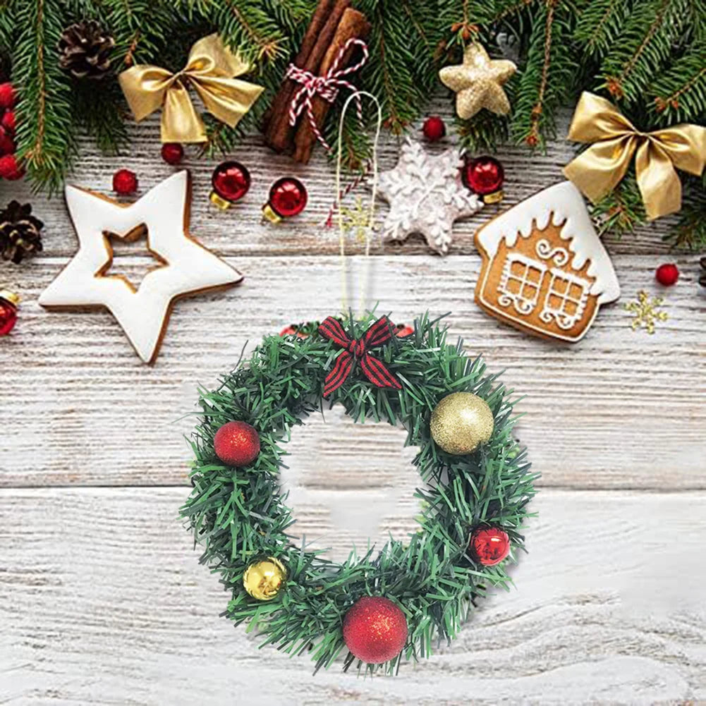 Christmas Ball Grid Bow Wreath Mini Decorative Element for Holiday Table Centerpiece and Home Desktop Decoration Oasis Select