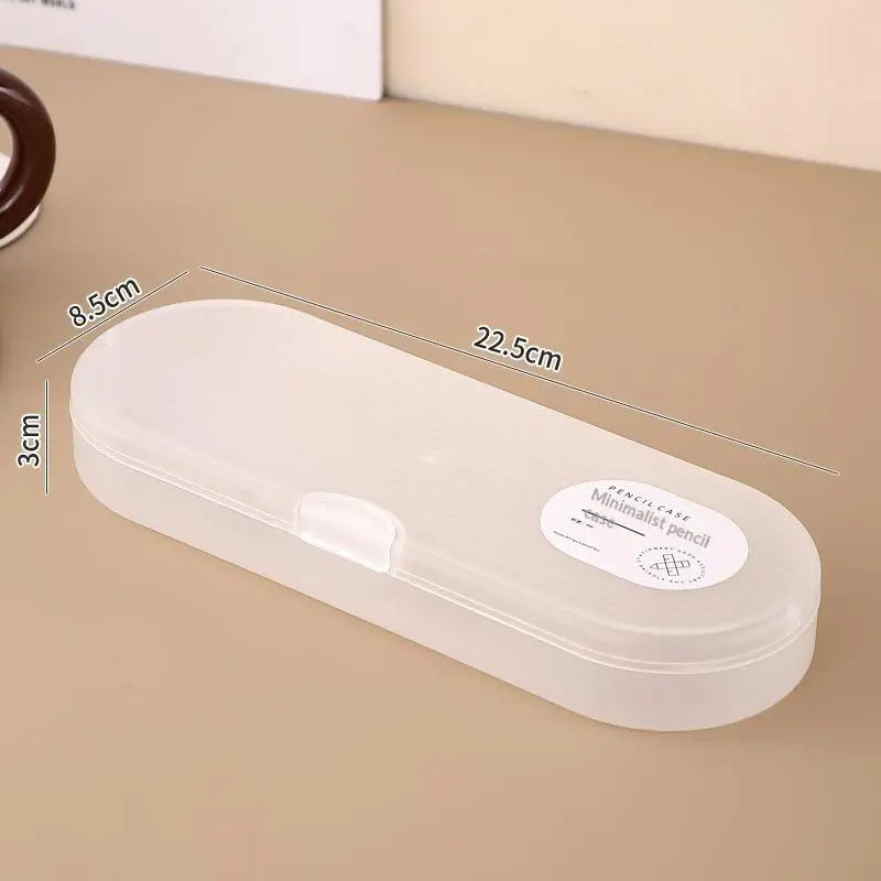 Multi-functional Plastic Storage Box Large-capacity Transparent Pen Box Stackable Pencil Case Gift Oasis Select White S