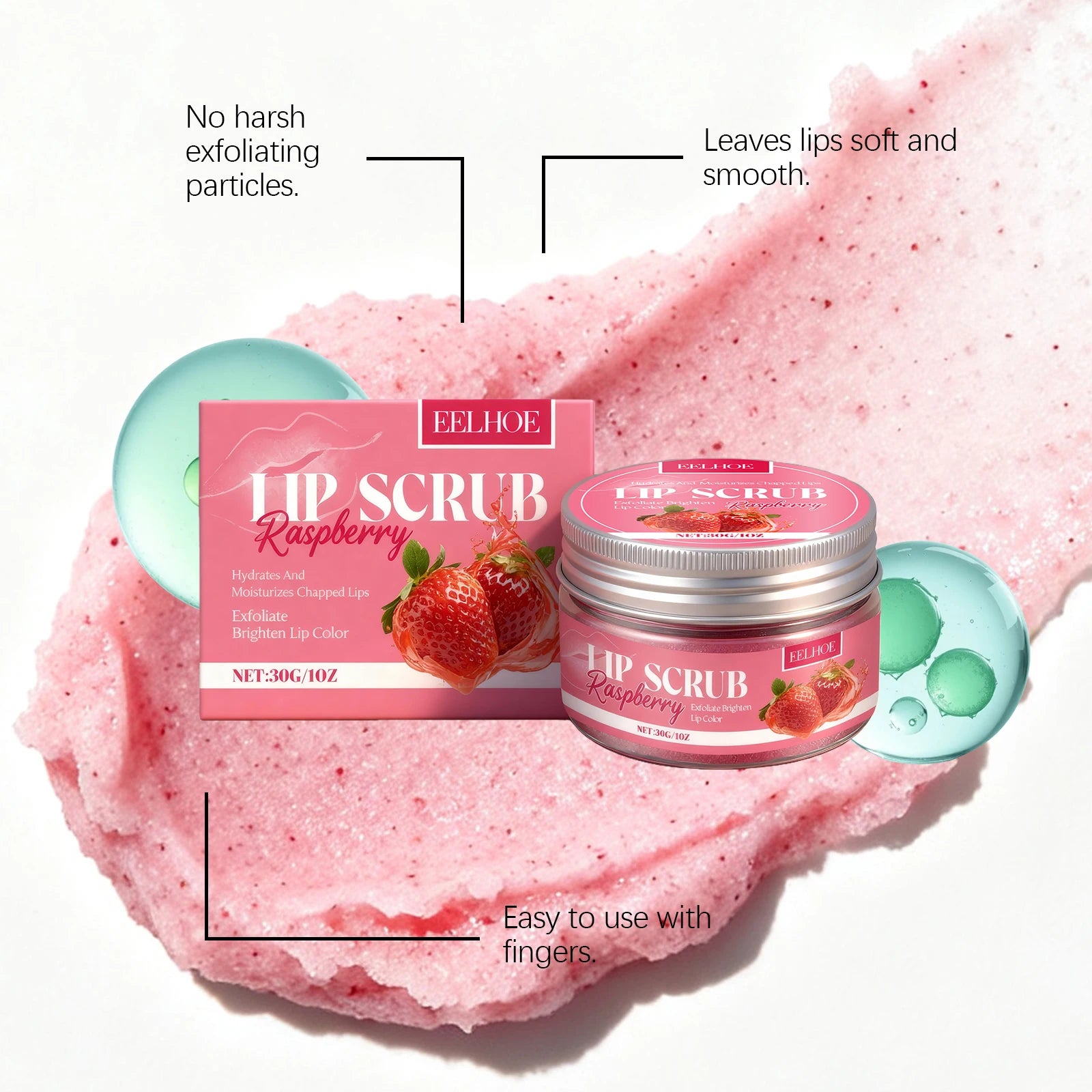 Strawberry Lip Scrub Exfoliating Preventing Drying Cracking Improve Dullness Remove Dead Skin Moisturizing Brightening Lip Care Oasis Select