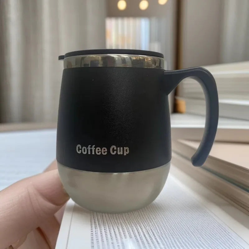 500ml Insulated Stainless Steel Coffee Mug with Lid, Double-Wall Vacuum Thermal Cup for Hot and Cold Drinks, for Home, Outdoor Oasis Select Black 500ml
