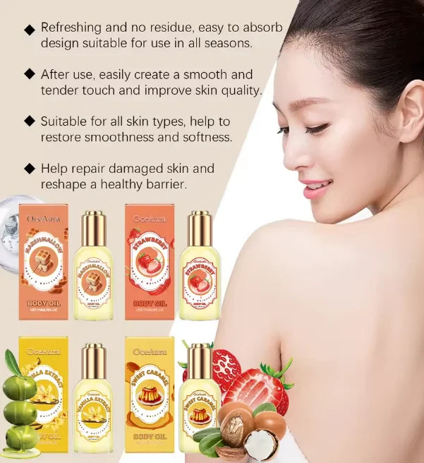 OceAura Strawberry Body Massage Oil – Moisturizing & Relaxing Body Massage Oil Oasis Select
