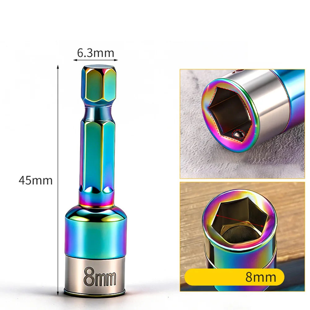 1/2pcs 8mm Hex Shank Impact- Socket Bits Power Nut Driver Drill Bits Chuck Adapter Driver Socket Wrench Tool Parts Oasis Select