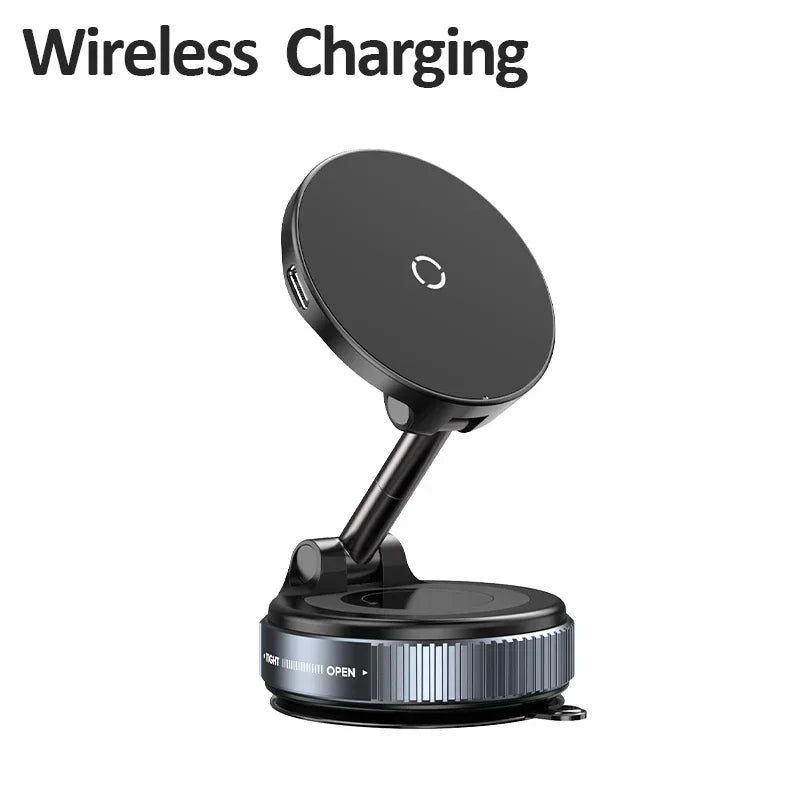 Super Strong Magnetic Car Wireless Charger Phone Holder 360° Rotation Vacuum Suction Cup For iPhone 12-16 Series Fast Charging Oasis Select Wireless Charging A