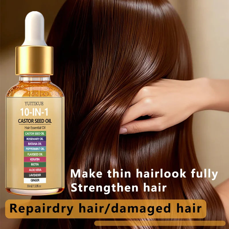 YUITIKUE Castor Oil Hair Serum – 10 Oils, Frizz & Shine 30ml