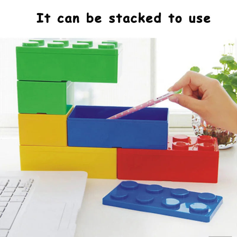 storage box Creative Storage Box Building Block Shapes Plastic Saving Space Box Superimposed Desktop Handy Office Supplies Oasis Select