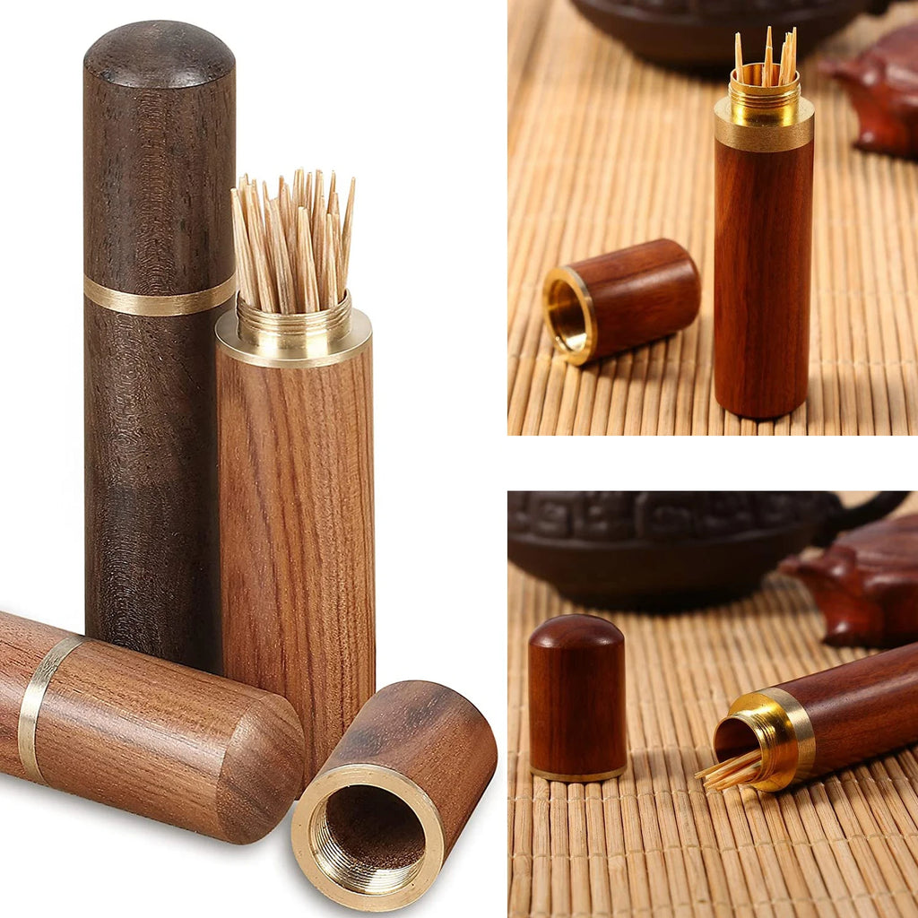 Portable Wood Toothpick Holder Container Living Room Mini Toothpick Storage Box Pocket Tooth Pick Dispenser Bucket Needle Case Oasis Select