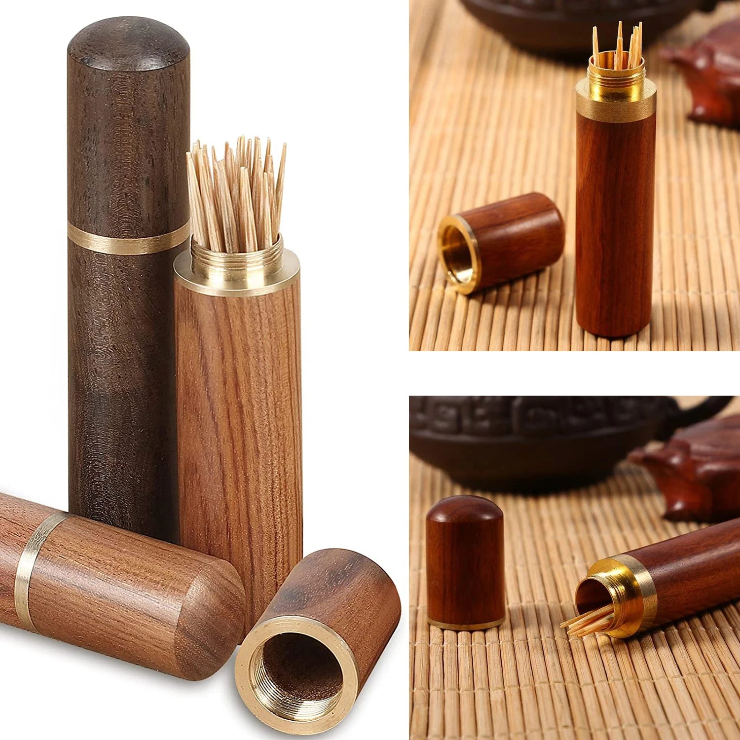 Portable Wood Toothpick Holder Container Living Room Mini Toothpick Storage Box Pocket Tooth Pick Dispenser Bucket Needle Case Oasis Select