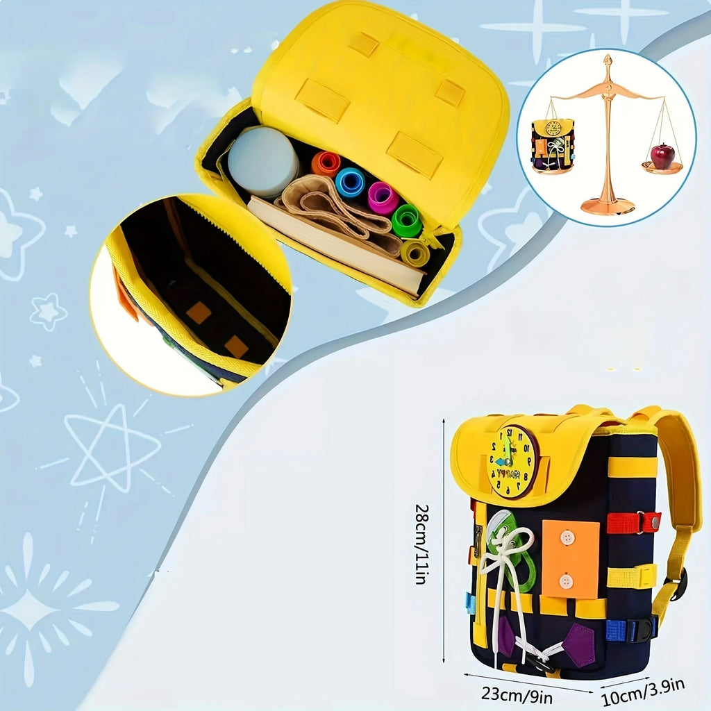 Develop Fine Motor Skills & Basic Life Skills with Busy Board Toddler Backpack - Learn To Tie Shoes Kids Toy for Girls Boys Oasis Select