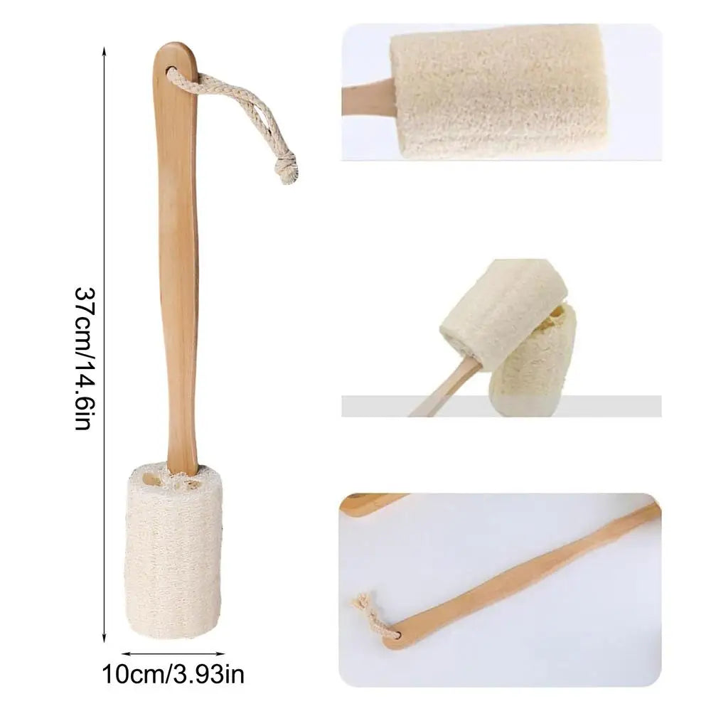 1PC Exfoliating Loofah Bath Brush Loofah Sponge Body Scrubber With Long Wooden Handle Back Brush Skin Care Body Clean Brush Oasis Select 1PC
