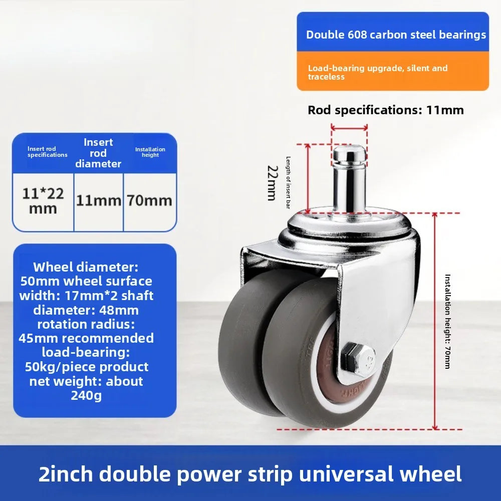 4PCS Casters Wheels 2 inch Heavy Duty Swivel Soft Rubber Roller with Brake for Platform Trolley Furniture Wheels Oasis Select 4pcs 2inch A