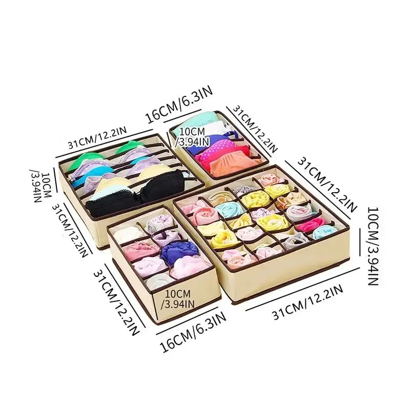6/7/8/24 Grid Storage Box Beige Underwear Storage Box Four Piece Sock Storage Fabric Bra Storage Box Oasis Select