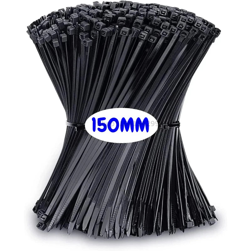 100Pcs Nylon Cable Ties Adjustable Self-locking Ties Straps Uv Resistant Plastic Wire Ties for Home Office Cord Management Oasis Select Black-2.5x150mm 100pcs