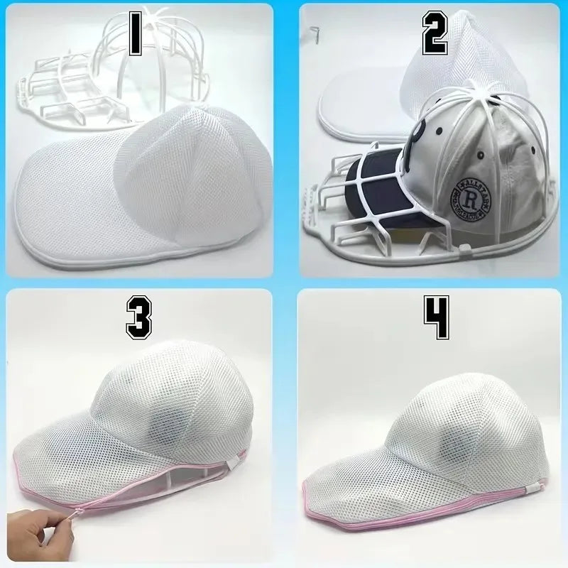 2pcs/set (Hat Washing Bag and Hat Rack),Mesh Baseball Cap Cleaning Bag,Hanging Clothe Organizer Pouch for Laundry Closet Storage Oasis Select