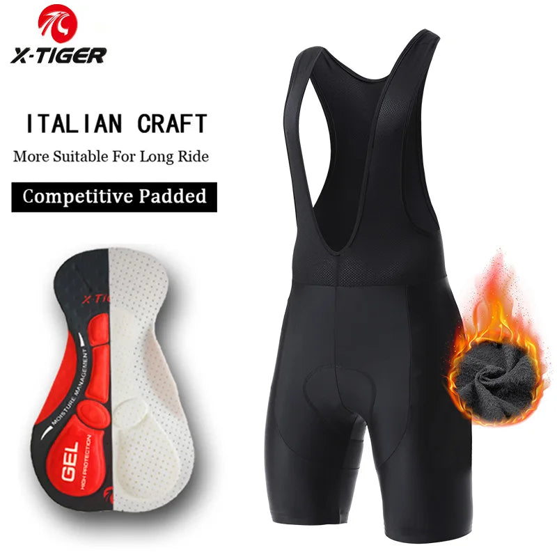 X-TIGER Winter Warm Cycling Shorts Triathlon 5D Gel Filled Professional Lycra Bike Shorts Breathable Men's Mountain Bike Tights Oasis Select XM-ZDBK-00101 M